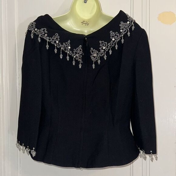 Vintage 60s dressy beaded & sequined black blouse - Picture 6 of 9